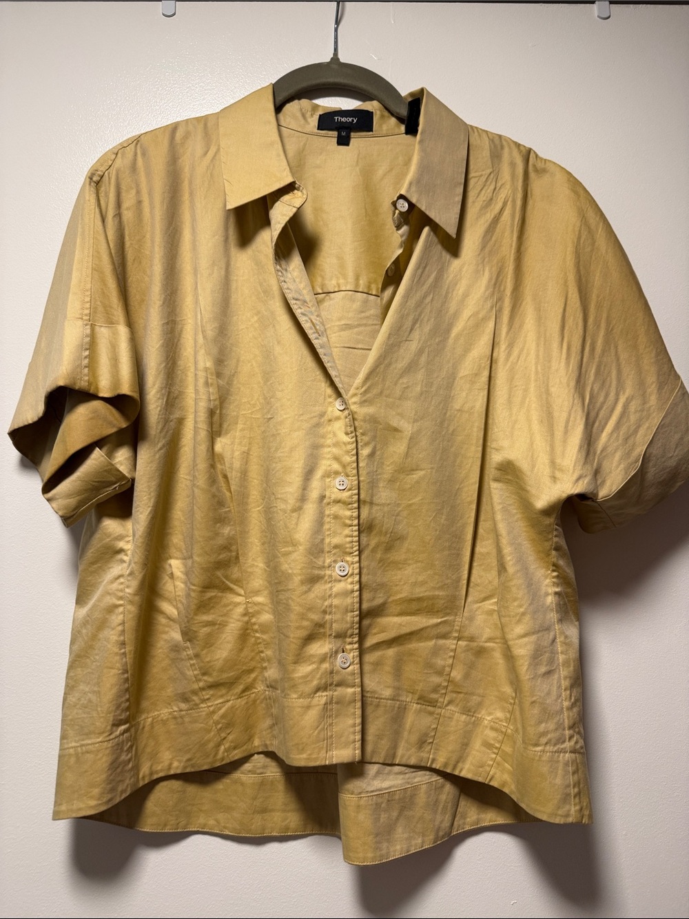Theory Short-Sleeve Button Front Shirt - Mustard